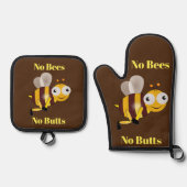 No Bees Noお尻オーブンミットとポットホルダー 鍋つかみ&鍋敷きセット (正面)