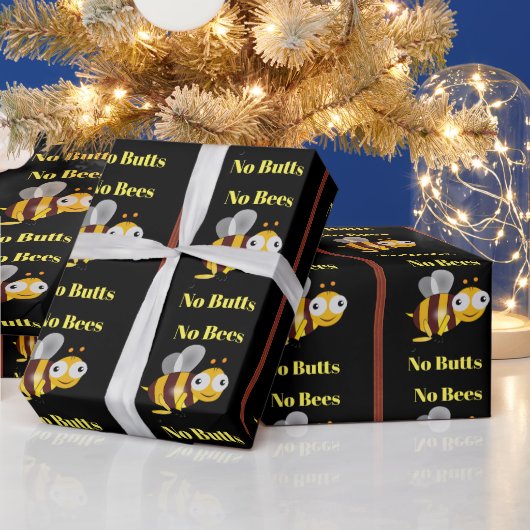 No Bees Noお尻包装紙 ラッピングペーパー (クリスマス)