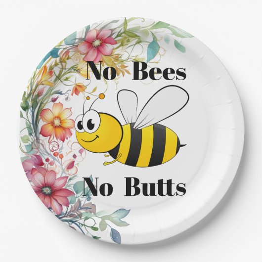 No Bees No Butts Paper Plate ペーパープレート (正面)