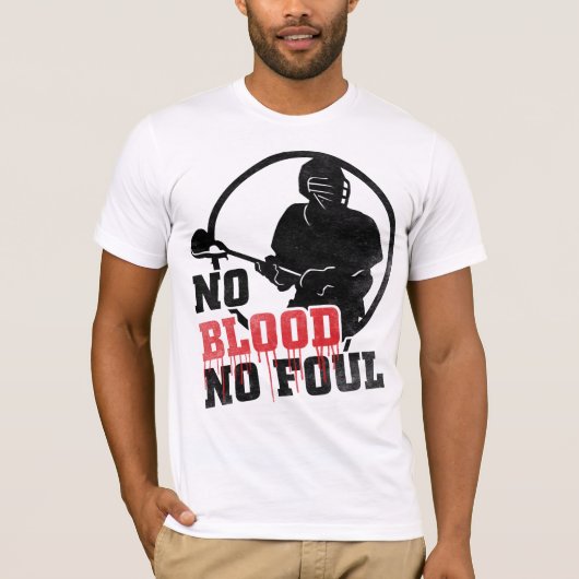 No Bloodラクロスシャーシーと名前&番号 Tシャツ (正面)