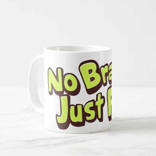 No Brain Justおもしろい黄文字 コーヒーマグカップ (正面左)