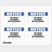 No Bras Allowed Notice 長方形シール (シート)