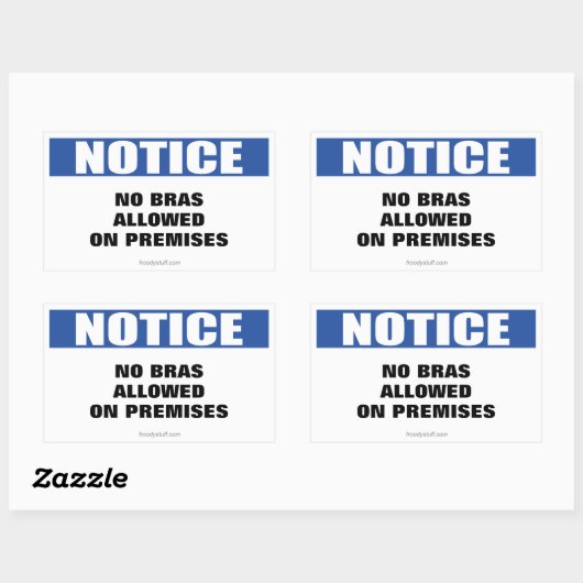 No Bras Allowed Notice 長方形シール (シート)
