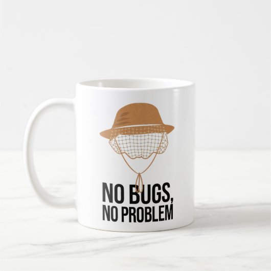 No Bugs No Problem Camping Quote Design コーヒーマグカップ (左)