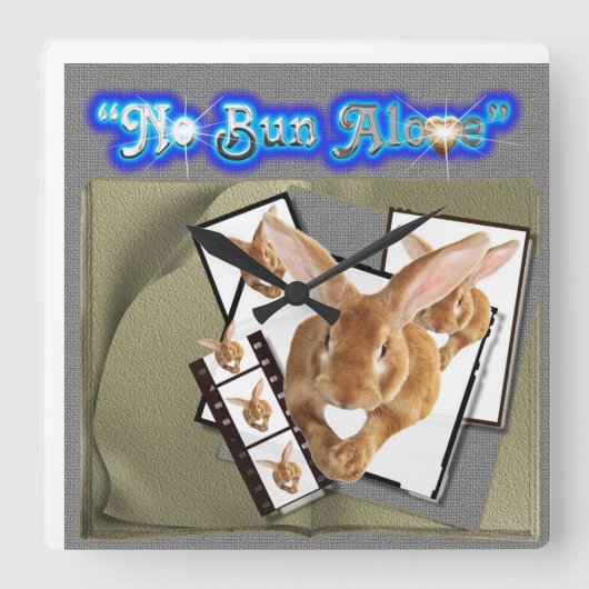 No bun Alone Wallclock スクエア壁時計 (正面)