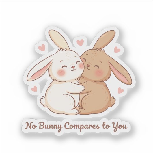 No Bunny Compares To You Cute Hugging Bunnies  シール (正面)