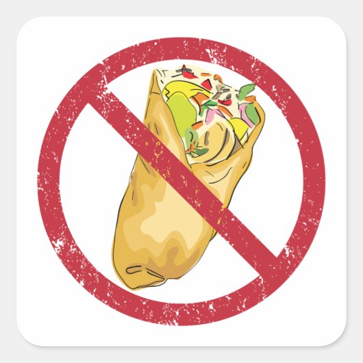 No Burritos許可された食品ユーモアのある禁止に署名 スクエアシール (正面)