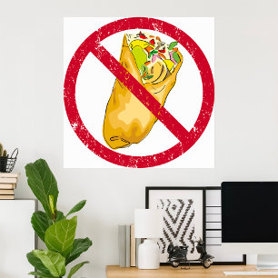 No Burritos許可された食品ユーモアのある禁止に署名 ポスター