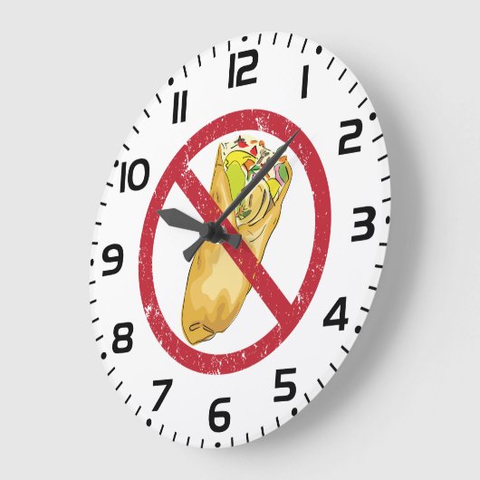 No Burritos許可された食品ユーモアのある禁止に署名 ラージ壁時計 (傾斜)