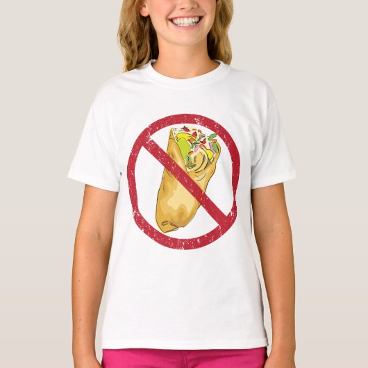 No Burritos許可された食品ユーモアのある禁止に署名 Tシャツ (正面)