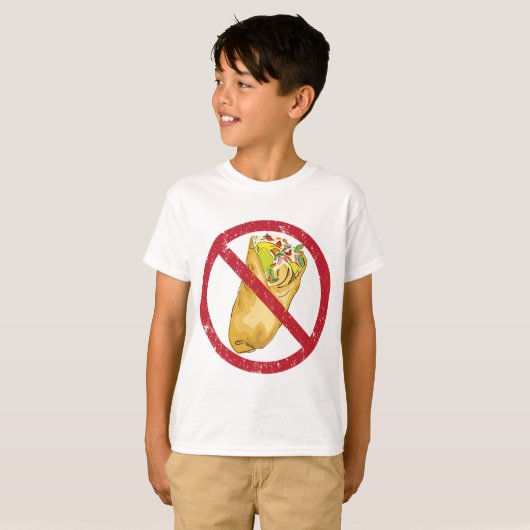 No Burritos許可された食品ユーモアのある禁止に署名 Tシャツ (正面フル)