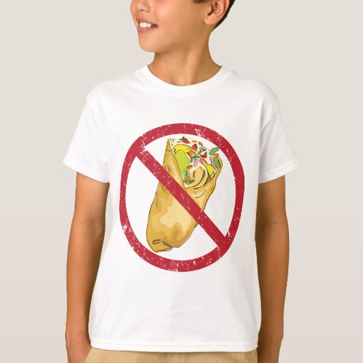 No Burritos許可された食品ユーモアのある禁止に署名 Tシャツ (正面)