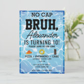 No Cap Bruh、ボーイ10代の若者誕生日ピザプール 招待状 (スタンド正面)