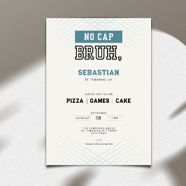 No Cap Bruh 10th Birthday Pizza Games Cake  招待状