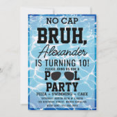 No Cap Bruh Boy Teenager Birthday Pizza Pool Party 招待状 (正面)
