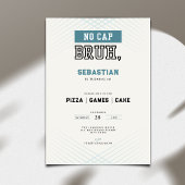 No Cap Bruh Pizza Games Cake Boy Birthday 招待状
