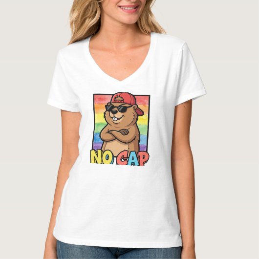 No Cap Capybara – Funny Capybara Meme Streetwear  Tシャツ (正面)