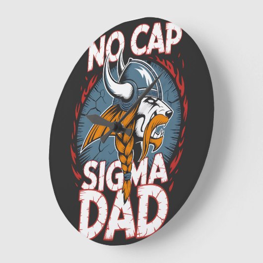 No Cap Sigma Dad Viking Graphic Tee for Fathers ラージ壁時計 (傾斜)