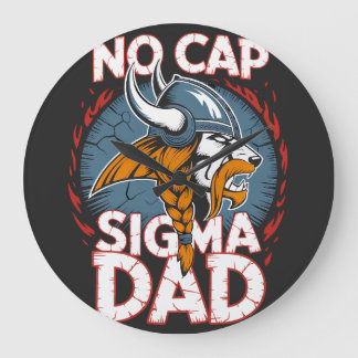 No Cap Sigma Dad Viking Graphic Tee for Fathers ラージ壁時計