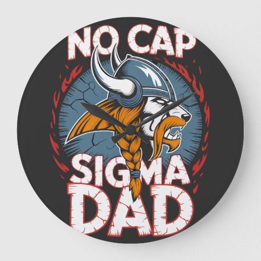 No Cap Sigma Dad Viking Graphic Tee for Fathers ラージ壁時計 (正面)