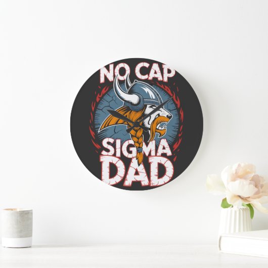 No Cap Sigma Dad Viking Graphic Tee for Fathers ラージ壁時計 (ホーム)