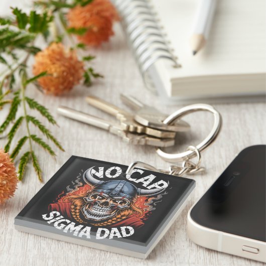 No Cap Sigma Dad Viking Skull Tee for Fathers キーホルダー (正面右)