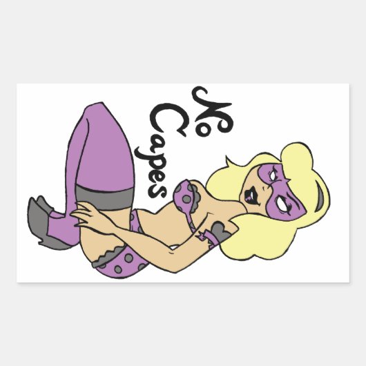 No Capesスーパーヘロインのピンアップステッカー 長方形シール (正面)