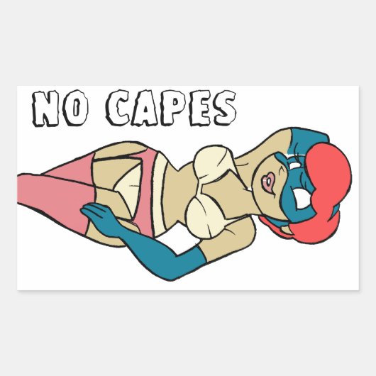 No Capes IIスーパーヘロインのピンアップステッカー 長方形シール (正面)