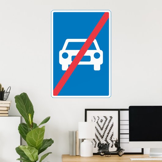 No Cars Sign Poster ポスター
