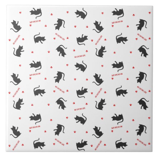NO　CAT,　NO　LIFE　ホワイト　   タイル (正面)