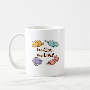 No Cat No Life! / Cute Loose Cat Illustration with コーヒーマグカップ