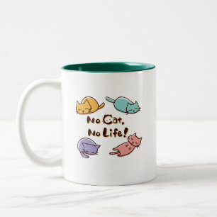No Cat No Life! / Cute Loose Cat Illustration with ツートーンマグカップ