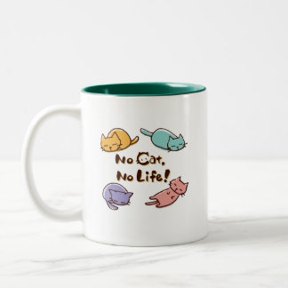No Cat No Life! / Cute Loose Cat Illustration with ツートーンマグカップ