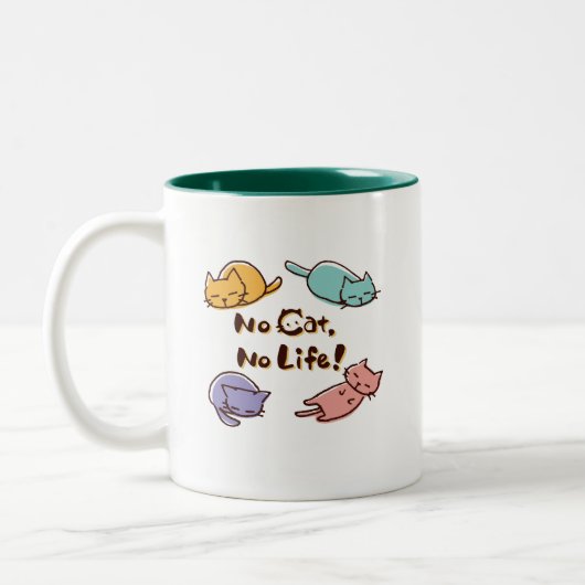 No Cat No Life! / Cute Loose Cat Illustration with ツートーンマグカップ (左)
