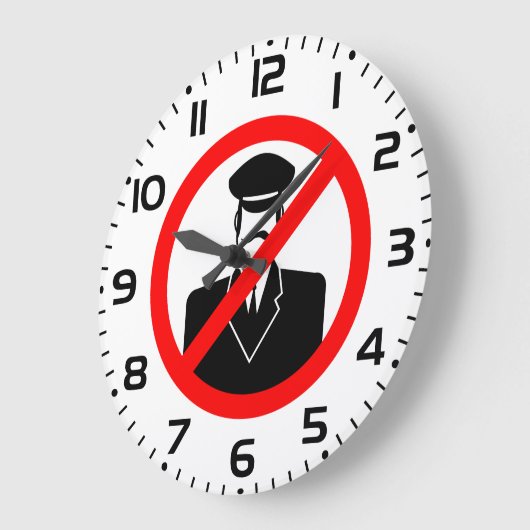 No Chauffeur Allowed Symbol Funny Warning ラージ壁時計 (傾斜)