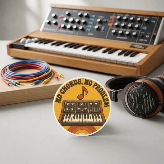 No Chords, No Problem – Synth Nerd Humor ラウンドシール