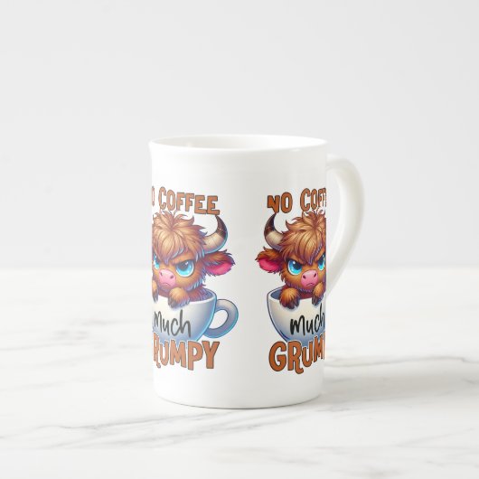 No Coffee Much Grumpy  ボーンチャイナマグカップ (正面右)