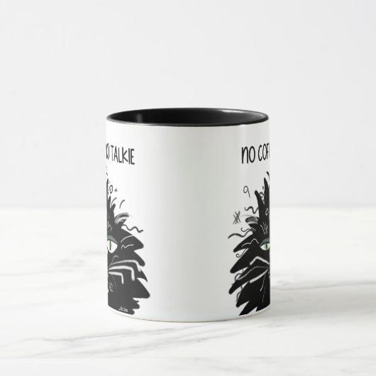 No Coffee Noトーキー疲れた黒い不機嫌猫おもしろい マグカップ (中央)