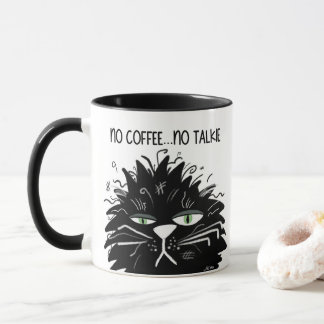 No Coffee Noトーキー疲れた黒い不機嫌猫おもしろい マグカップ