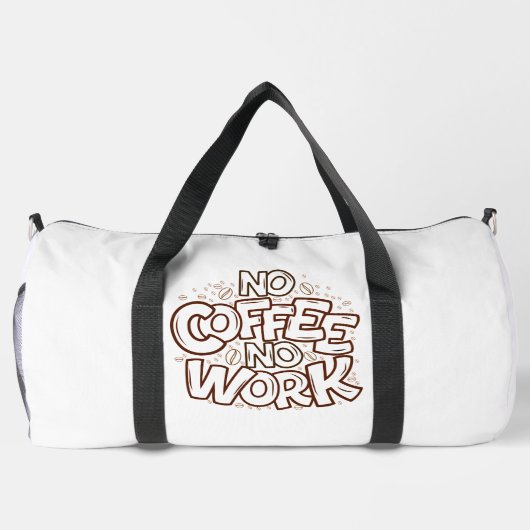 No Coffee No Work Doodle ダッフルバッグ (裏面)