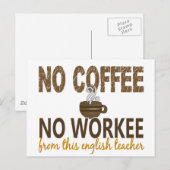 No Coffee No Workee英語先生 ポストカード (正面/裏面)
