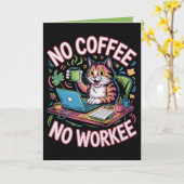No Coffee No Workee Card Funny Coffee Lover カード (黄色い花)