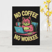 No Coffee No Workee Funny Card Coffee Lover Humor カード (黄色い花)