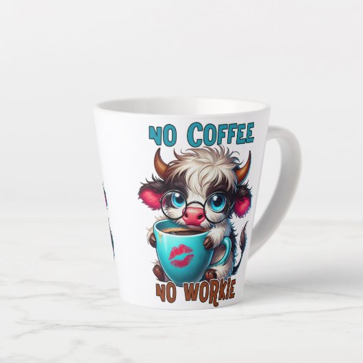 No Coffee No Workie  カフェラテマグ (右アングル)