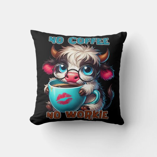 No Coffee No Workie  クッション (正面)