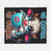 No Coffee No Workie  フリースブランケット (正面(横))