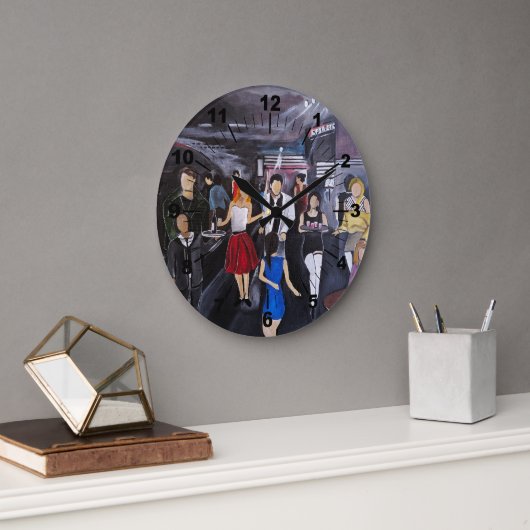 No Control Painting by Alfred Fox ラージ壁時計 (オフィス)