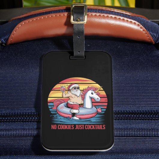 No Cookieカクテルサンタ7月のクリスマスクリスマス ラゲッジタグ (正面インサイチュ2)