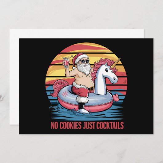 No Cookieカクテルサンタ7月のクリスマスクリスマス 招待状 (正面/裏面)