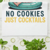 No Cookie Just Cocktails Santa Summer Christmas キッチンタオル (折り畳み)
